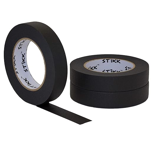 STIKK Painters Tape - 3pk Black Painter Tape - 1 inch x 60 Yards - Paint Tape for Painting, Edges, Trim, Ceilings - Masking Tape for DIY Paint Projects - Residue-Free Painting Tape