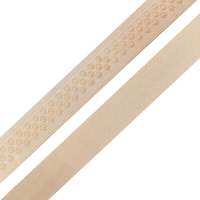 Mandala Crafts 1 Inch Elastic Silicone Gripper Tape for Clothing - 10 Yds Dotted Non Slip Elastic Band for Sewing - Nude Silicone Flat Fabric Stretchy Ribbon Straps