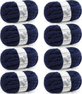 Chunky Yarn for Hand Knitting - #10 Chunky Chenille Yarn, Jumbo Big Thick Chunky Yarns for Crocheting, Super Bulky Chunky Knit Blanket Yarns, 8 Skein (25 yds 8 oz Each Skein), Navy Blue