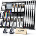 21PCS Metal Mechanical Pencil Set, Art Lead Pencil 0.3, 0.5, 0.7, 0.9, 2mm Holder(HB 2H 2B 4B Color) with 10 Tubes Graphite Lead Refills Eraser with Case for Drafting Drawing Sketching