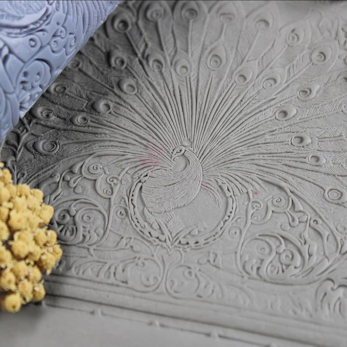 Peacock Clay Texture Roller (4") - Bird Set #01 - Embossing Pattern Roller for Polymer & Ceramic Clay, Pottery & Crafts