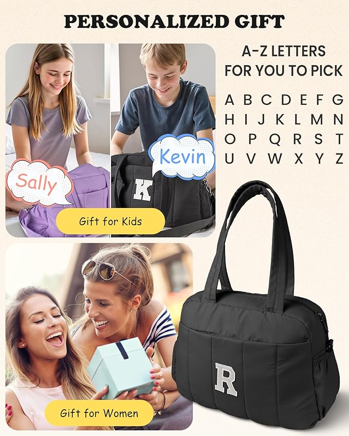 Women Duffle Bag with Initial-Sweet 16 Gifts for Girls, Personal Item Travel Bags，30th 40th Birthday Gifts for Women-Gym Bag with Wet Pocket，Travel Bags Personalized Tote with Makeup Pouch