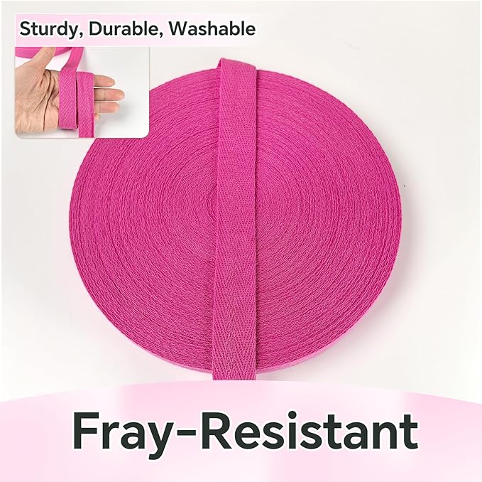 40 Yards Herringbone Twill Tape for Sewing,Pet Collar,Gift Wrapping Home Deco -3/4 inch Rose Cotton Webbing Straps-Natural Bias Binding Tape for Handles, Crafting & DIY Projects