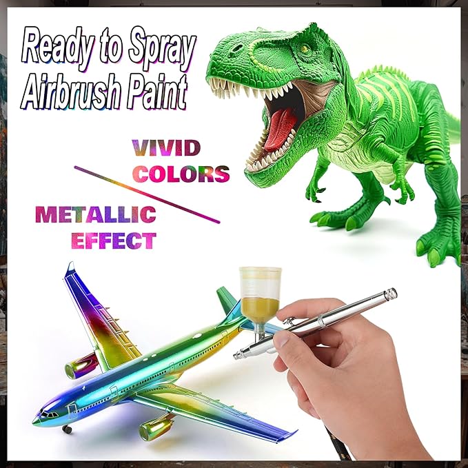 FansArriche Airbrush Paint Set, 20 Colors Acrylic Air brush Paint Kit, Ready to Spray Water-based Opaque & Neon Colors for Beginners, Artists, DIY Projects, 20 ml/Bottle