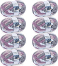 Chunky Yarn for Hand Knitting - #10 Chunky Chenille Blanket Yarn, Jumbo Big Thick Chunky Yarns for Crocheting, Tie Dye Bulky Knit Yarns, 8 Skein (25 yds 8 oz Each Skein), Purple & Grey & Sky