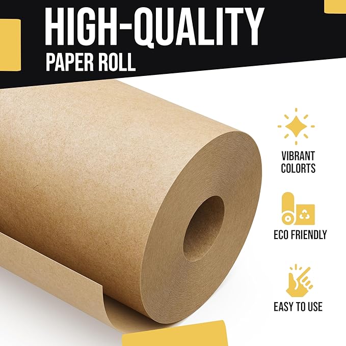 Natural Kraft Paper 17.75" X 1320" (110' Ft) - Brown Colored Roll - Wrapping & Shipping Paper - Perfect for Crafts & Packing by Crown Display