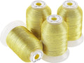 New brothread 4 Gold Metallic Embroidery Machine Thread Kit 500M (550Y) Each Spool for Computerized Embroidery and Decorative Sewing