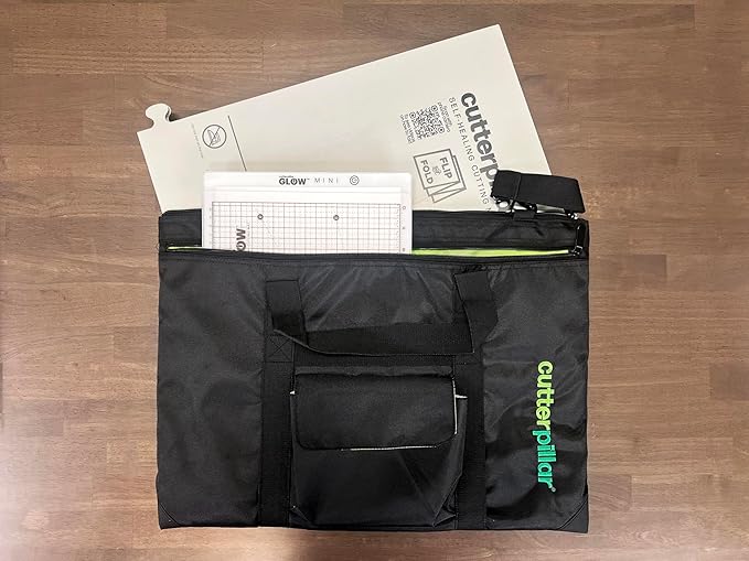 CUTTERPILLAR TRAVEL BUNDLE FOR SEWING & QUILTING - Glow Elite Mini LED Light Board, with Translucent, Self-Healing Cutting Mat - FLIP and FOLD 48 5-mats-in-1 - Glow Storage Tote