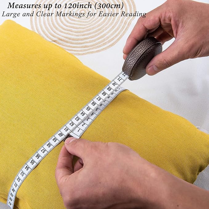 3m/120 Tape Measure Body Measuring Tape for Body Cloth Tape Measure for Sewing Fabric Tailors Medical Measurements Tape Dual Sided Retractable Ruler with Push Button Round (Dark Brown)