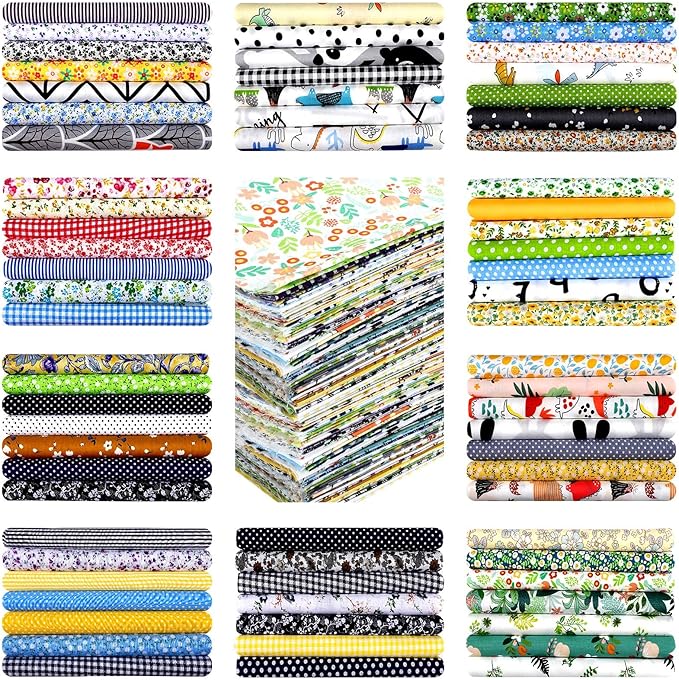 Tudomro 70 Pcs 10 x 10 Inch Cotton Fabric Squares Multicolor Quilting Fabric Bundles Precut Printed Patchwork Materials for Holiday DIY Crafts Cloths Handmade(Fresh Style)