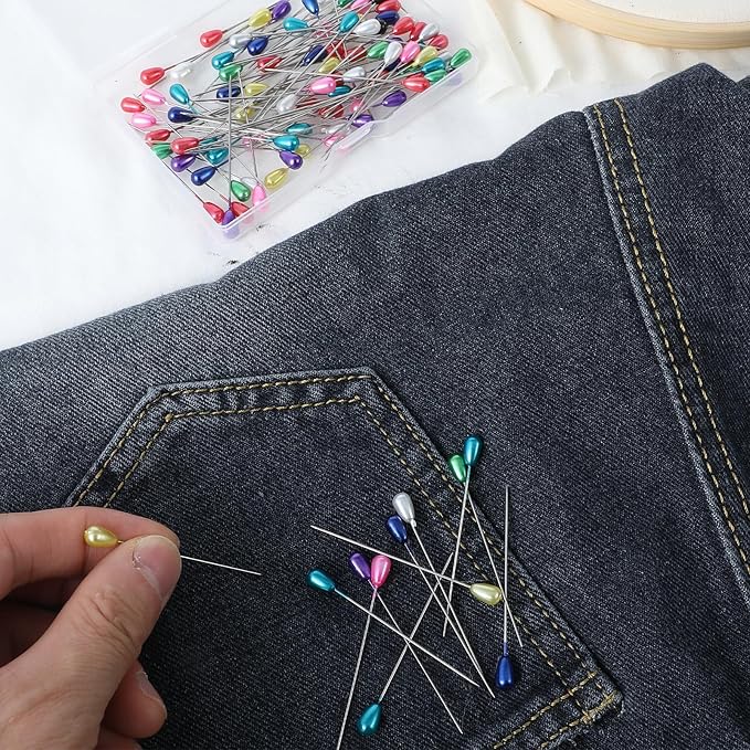 100 PCS Quilting Pins with Colored Heads - 2.2 Inch Long Straight Pins for Fabric, Sewing, Quilting, Corsage, Jewelry & DIY Craft Decoration
