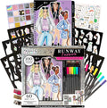 Fashion Angels Runway Fashion Graphic Journaling Set - Fashion Design Activity Journal with Markers, Stencils & Stickers - Teaches Basic Fashion Design - Beginners Fashion Sketch Pad for Kids 8 & Up