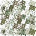 Oudain 60 Pcs 10 x 10 Inch Christmas Watercolor Forest Quilting Fabric Squares Vintage Green Xmas Fat Patchwork Precut Strips Santa Deer Hunting Fabric Bundles for Xmas DIY Craft Sewing