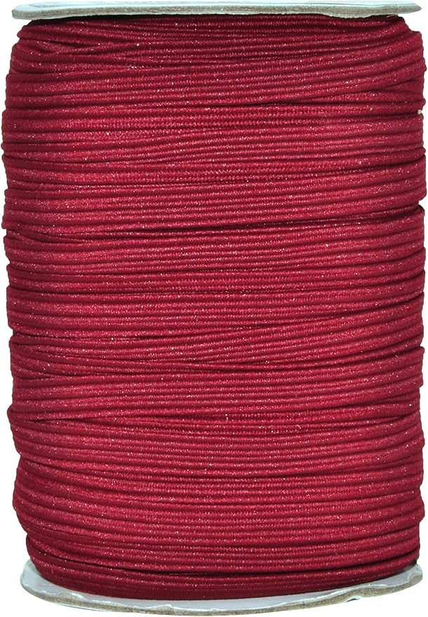 Mandala Crafts 6mm 50 Yds Roll of Maroon Elastic Bands for Sewing - 1/4 Flat Elastics Cord - 1 4 Inch Braided Stretch Straps for Crafting