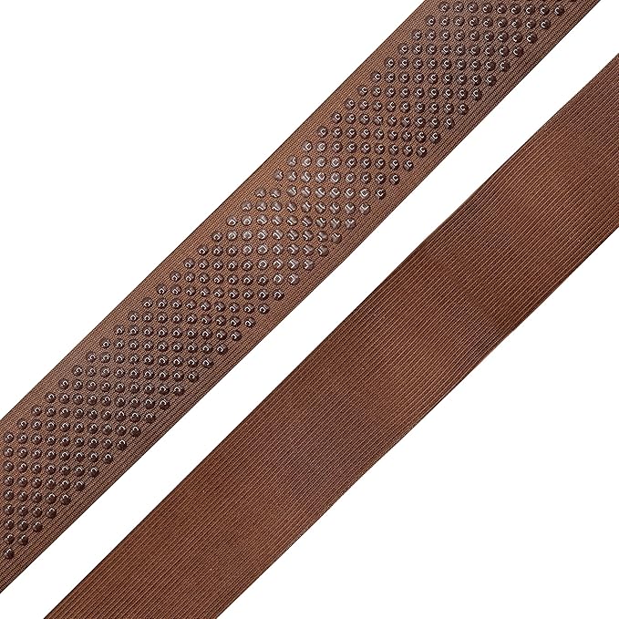 Mandala Crafts 2 Inch Elastic Silicone Gripper Tape for Clothing - 5 Yds Dotted Non Slip Elastic Band for Sewing - Brown Silicone Flat Fabric Stretchy Ribbon Straps