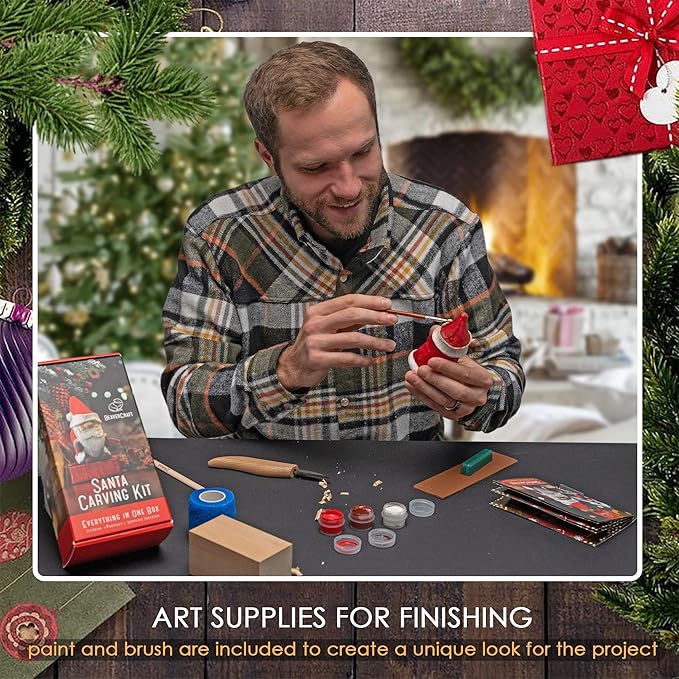 BeaverCraft DIY06 Santa Whittling Kit – Wood Carving Kit for Beginners – Wood Carving Tools Set, Diy Crafts for Adults – Woodworking Kits for Kids&Teens – Hobby Kits for Adults, Woodworking Gifts