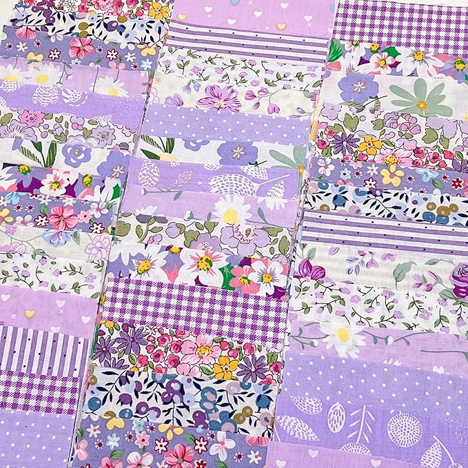 42Pcs 9.8" x 9.8"(25 * 25CM) Cotton Fabric DIY Making Supplies Quilting Patchwork Fabric Fat Quarter Bundles DIY for Quilting Cotton Patchwork Cushions (Purple, 9.8" x 9.8")
