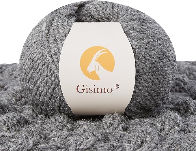 100% Merino Wool Yarn 3-Ply Luxurious and Soft Yarn for Hand Knitting & Crocheting (dark gray, 1Ball)