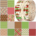 Ganeen 100 Pcs Christmas Red and Green Quilting Fabric Roll 2. 56 Inch Fabric Squares Jelly Patchwork Precut Strips Bundles for Holiday Materials Craft DIY Sewing Cloths