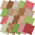 Oudain 60 Pcs 10 x 10 Inch Red and Green Quilting Fabric Squares Christmas Fat Patchwork Precut Strips Gingerbread Man Candy Cane Fabric Bundles for Xmas DIY Craft Sewing Handmade Materials