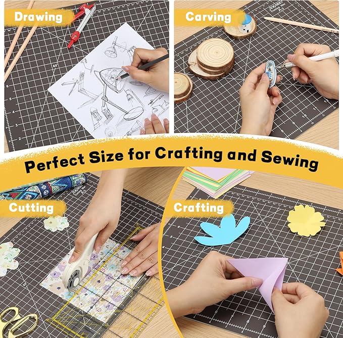 Premium Self Healing Cutting Mat 18'' x 12'', A3 Non-slip Sewing Mat for Quilting, 5-Ply Rotary Cutting Board Double-Sided for Crafts Cutting Fabric Scrapbooking Modeling Projects, Espresso Brown