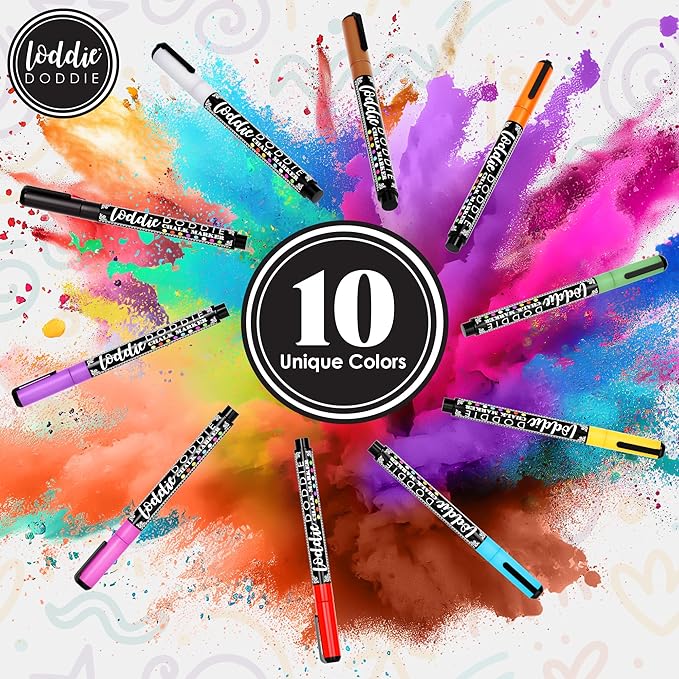 Loddie Doddie Fine Liquid Chalk Markers - Pack of 10, Earth Tones - Bold Blackboard Art with Chalkboard Pens - 1 mm Fine Tip for Chalkboard Markers - Multi-Surface with Chalk Paint