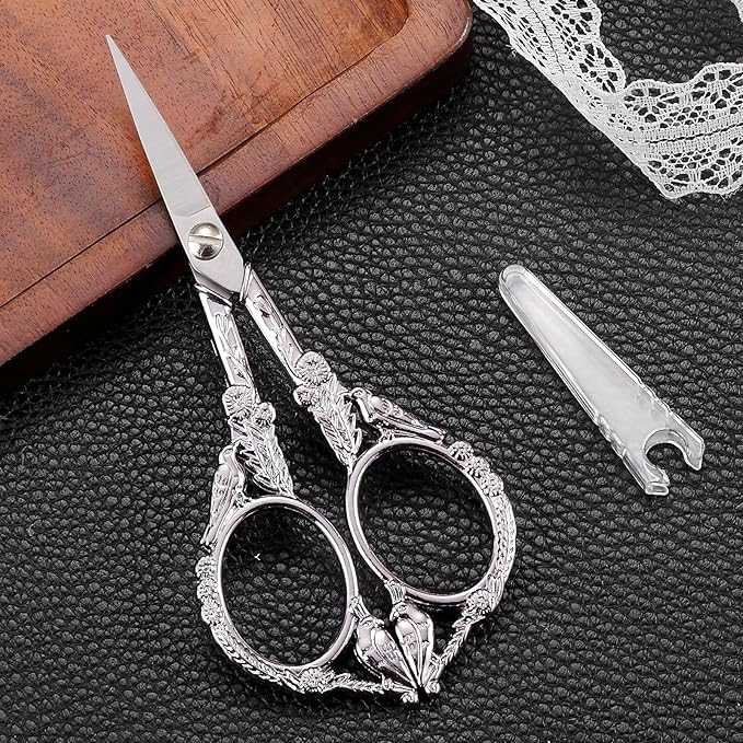 Sewing Embroidery Scissors – Small Precision Scissor for Craft, Artwork, Needlework Yarn, Handicraft DIY Tool, Thread Detail Snips, 4.6in Purple Cute Bird Shears