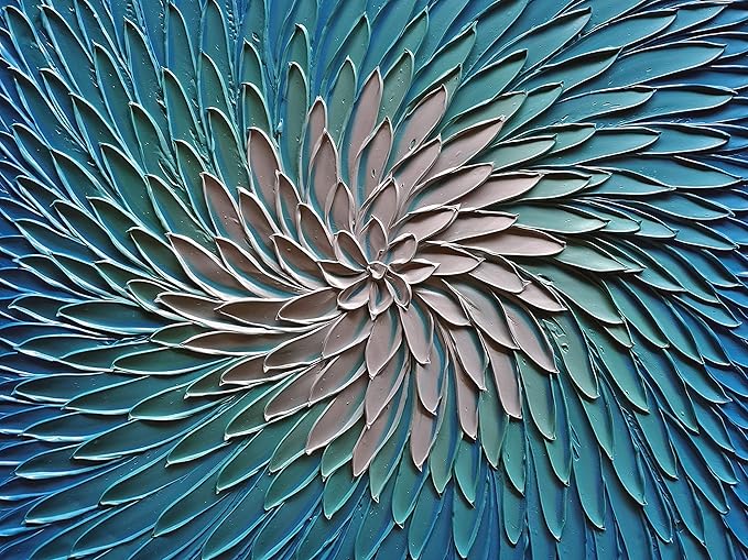 YaSheng Art - 3D Metallic Bead light Blue and Silver Texture Oil Painting on Canvas Abstract Art Pictures Canvas Wall Art Paintings Modern Home Decor Abstract Paintings Ready to hang 30x30inch