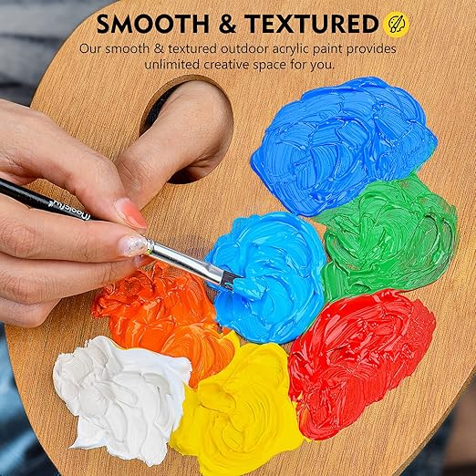 Magicfly Outdoor Acrylic Paint, Set of 30 Colors/Tubes (60 ml, 2 oz.) with Storage Box, Rich Pigments, Multi-Surface Paints for Rock, Wood, Fabric, Leather, Paper, Crafts, Canvas and Wall Painting
