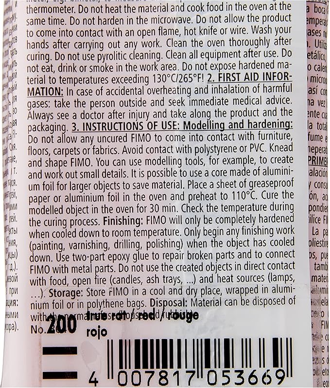 STAEDTLER 8041-200 FIMO Professional Oven-Hardening Polymer Modelling Clay, 454g - True Red (Single Block)
