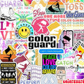 BulbaCraft 100Pcs Color Guard Stickers for Water Bottle and Laptop - Color Guard Party Supplies & Decorations, Waterproof Vinyl Decals, Marching Band and Flag Stickers, Gifts for Women & Men