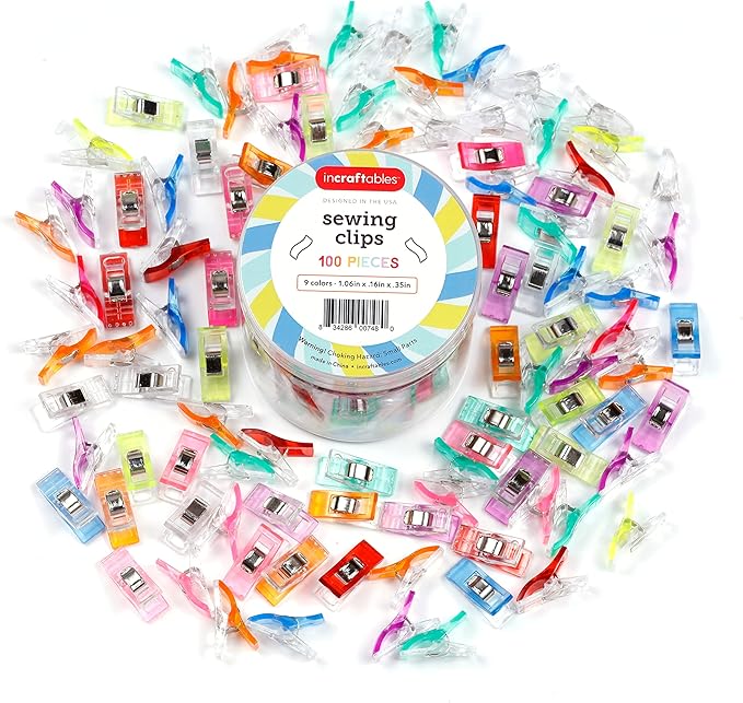 Incraftables Assorted Sewing Clips - Pack of 100 Multipurpose Clips – Fabric Clips for Sewing and Quilting – Colorful Clips for Crafting, Binding, Quilting, & More