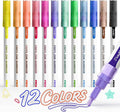 JusArt Outline Sparkle Markers, 12 Metallic Shimmer Pens for Adult Coloring, Cool Fun Drawing Supplies for Christmas, Easter, Halloween