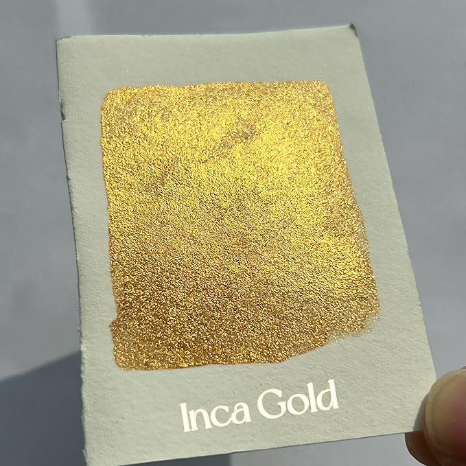 CSY art gallery Shifting Watercolor Painting Shimmer Metallic Watercolor Paints,Soild Water Color (Inca Gold (Full Pan))
