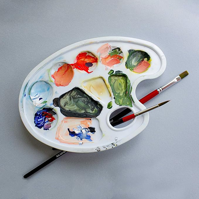 U.S. Art Supply 10-Well Plastic Artist Painting Palette (Pack of 3) - Paint Color Mixing Trays - Art Students, Classroom, Class Craft Projects, Party Events - Acrylic, Oil, Watercolor, Tempera
