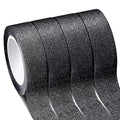 Zonon 4 Rolls 0.6 Inch x 11 Yards Glitter Washi Tape Crafting Glitter Masking Tape for Festival Decoration Scrapbooking, Journal, Planner, Gift Wrapping(Black)