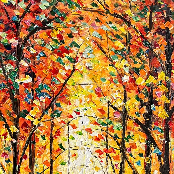 Hand-Painted Forest Landscape Oil Painting - Contemporary Abstract Art, 48x24 Inch Home Wall Decoration