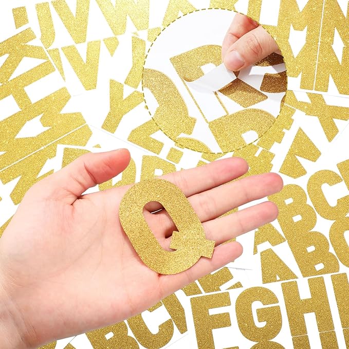 Harloon 232 Pcs 24 Sheets Large Glitter Letter Stickers Big Font Alphabet Letter Self Adhesive Letters Kit Mailbox Stickers for Mailbox Bulletin Boards Classroom Home(Gold,4 Inch)