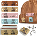 24pcs Crochet Tags for Handmade Items Made with Love Leather Tags for Crochet Items, Knitting Accessories with Rivets, Suitable for Scarves Hats Gloves, Gifts for Crocheters (Layout B)