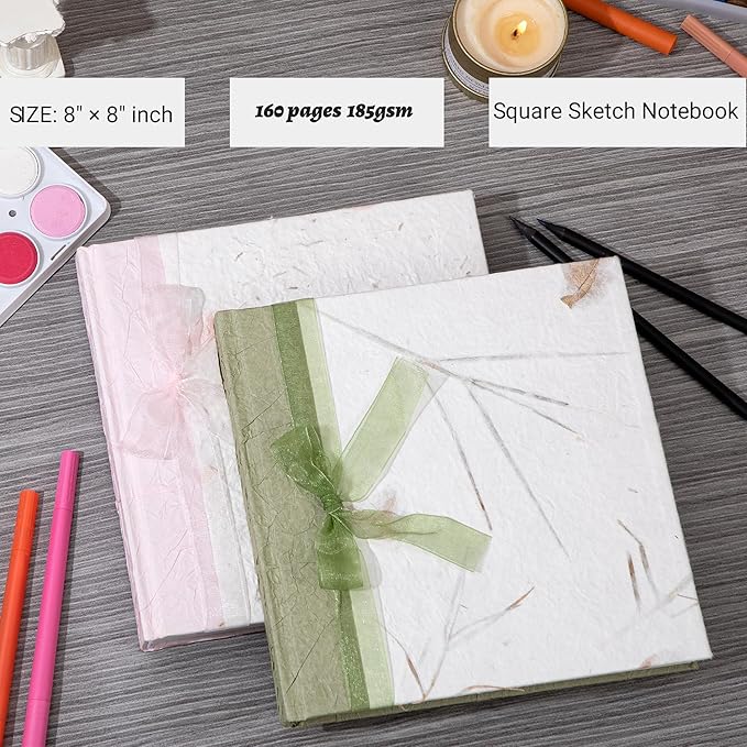 Yoment 8 x 8 Hardcover Small Sketch Book Sketchbook for Drawing 185GSM Thick Paper 160 Pages Square Art Mixed Media Sketch Books Sketch Pad for Women Adults