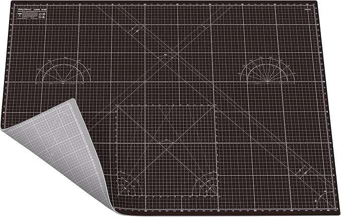 Self Healing Cutting Mat A0 36"x48" – Double Sided 5-Ply Craft Mat for Sewing, Quilting, Fabric, Scrapbooking – Black/Gray