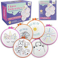 10 Pre-Stamped Embroidery Patterns for Beginners Embroidery Kit for Kids Girls Needlepoint Kits for Beginners Cross Stitch Craft Sewing Perfect for Ages 7-13