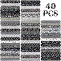Ganeen 40 Pcs 20" x 20" Cotton Fabric DIY Making Supplies Quilting Patchwork Fabric Cotton Printed Craft Fat Quarter Bundles DIY for Quilting Patchwork Cushions(Black)