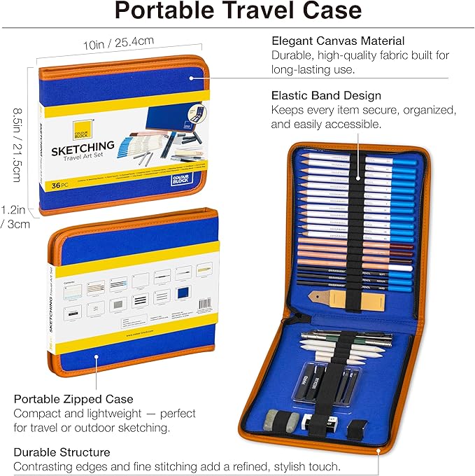 COLOUR BLOCK Drawing Pencils & Kits-Art Supplies for Kids, Teens, Adults-Colored Pencils, Charcoal, Pastels, Sketch Books for Artists, Anime Drawing, Architecture