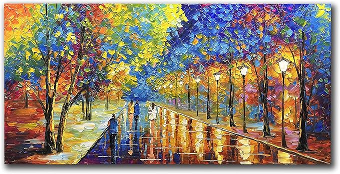 Tyed Art- 30x60inch Large Contemporary Landscape Wall Art Oil Paintings on Canvas palette knife Textured Forest tree landscape Wall Art 100% Hand-Painted Abstract Artwork living room Decor