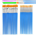 Paint Brushes Set for Acrylic Painting, 15 Pcs Flat and 15 Pcs Round Art Paint Brush Acrylic Painting Brush, Paint Brushes for Kids Adults Oil Watercolor Rock Painting Body Face Nail Art
