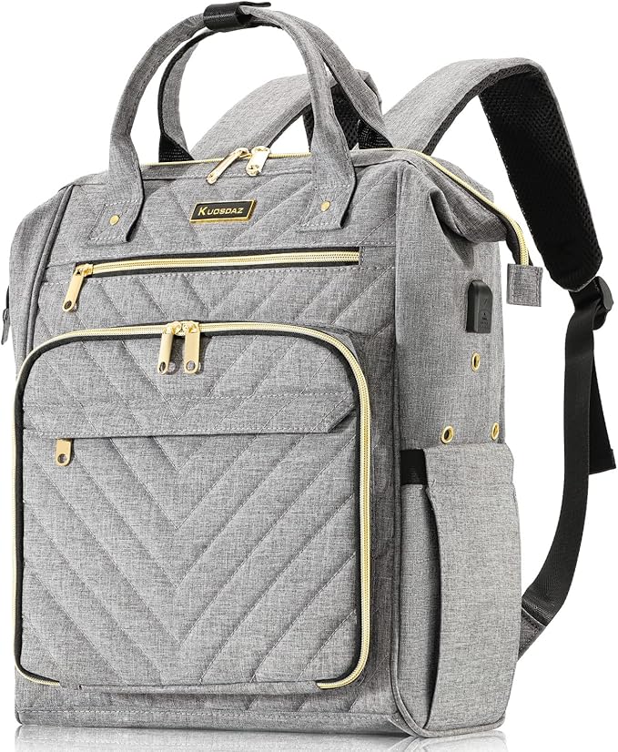 Knitting Bag Backpack, Crochet Bag Tote with USB Charging Port, Yarn Storage Organizer, Christmas Gifts Crochet Lovers Gift, Yarn Storage Tote Bag for Knitting & Crochet Accessories, Grey