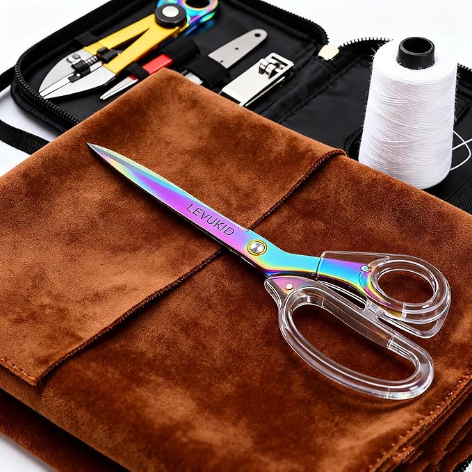 scissors all purpose, Titanium Coated Blades and Ergonomic Clear Handle, Clear Scissors For Office Desk, Modern Design for Craft, Sewing, fabric,Office/Color