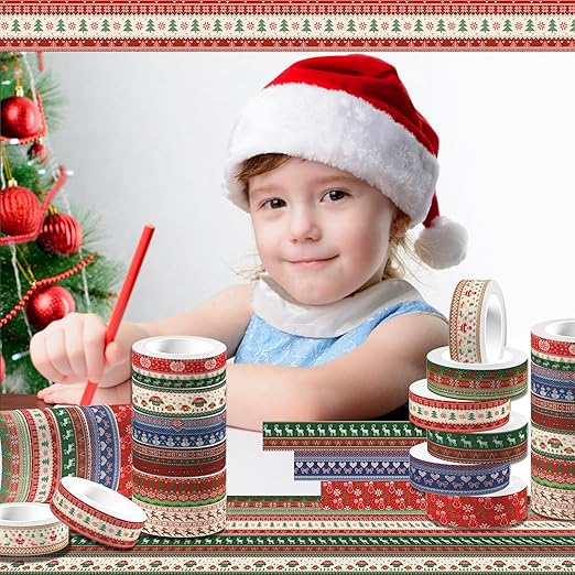 12 Rolls of Christmas Theme Washi Tape, Xmas Ugly Sweater Decorative Masking Tape for Note Taking Supplies, Scrapbooking, DIY Crafts, Gift Wrap Supplies
