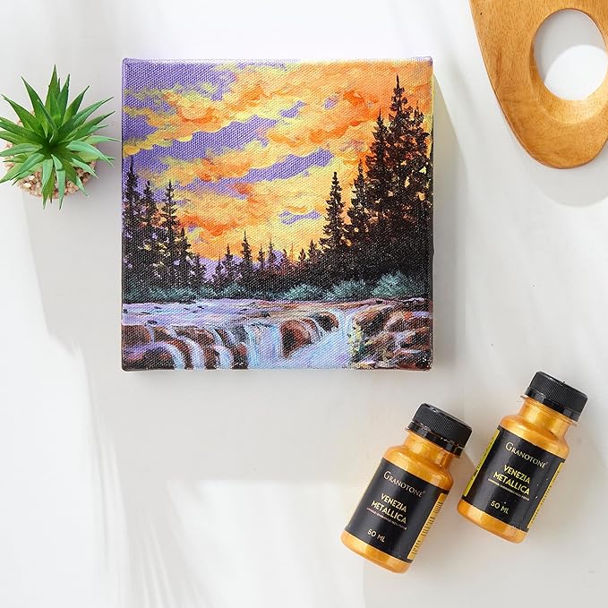 GRANOTONE Acrylic Venezia Metallic Gold Paint 1.69 fl oz Shimmering Non Fading 50 ml Colour Rich Pigments Non Toxic for Kids Artists and Beginners Made in India